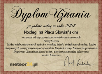 Dyplom za jakość usług 2008